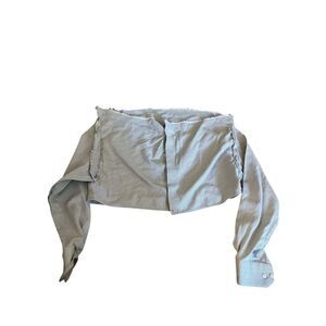 Handmade Cropped‎ Button-Up Top Upcycled Long Sleeve Shirt Unique Design